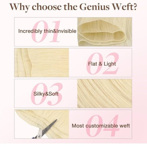 HUMAN HAIR genius weft 22” 60g platinum extensions - Picture 8 of 9